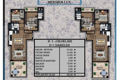 آپارتمان در  Erdemli ، ترکیه 2 خوابه ، 147 متر مربع.  شماره 192882 - 24