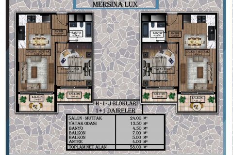 آپارتمان در  Erdemli ، ترکیه 2 خوابه ، 147 متر مربع.  شماره 192882 - 23