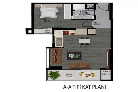 Продажа квартиры  в Мерсине, Турция 2 комн., 60м2, №207165 – фото 25