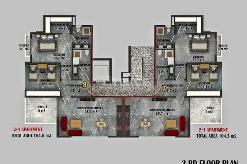 1+1 Lejlighed  i Alanya, Antalya, Tyrkiet Nr. 190125 - 9