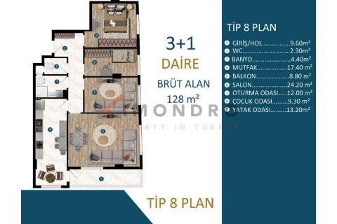 Продажа квартиры  в Кепезе, Анталье, Турция 2+1, 91м2, №191805 – фото 18