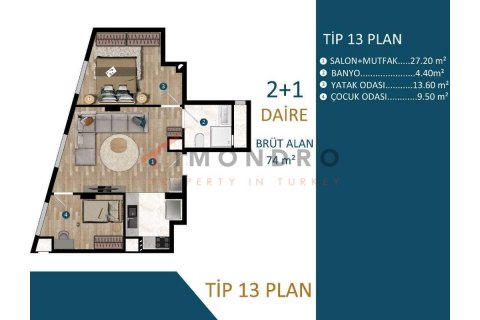 Продажа квартиры  в Кепезе, Анталье, Турция 2+1, 91м2, №191805 – фото 23