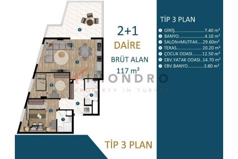 Продажа квартиры  в Кепезе, Анталье, Турция 2+1, 91м2, №191805 – фото 13