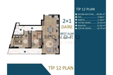 Продажа квартиры  в Кепезе, Анталье, Турция 2+1, 91м2, №191805 – фото 22