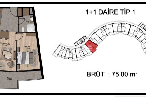 آپارتمان در Erdemli ، ترکیه 1 خوابه ، 75 متر مربع. شماره 147293 - 28