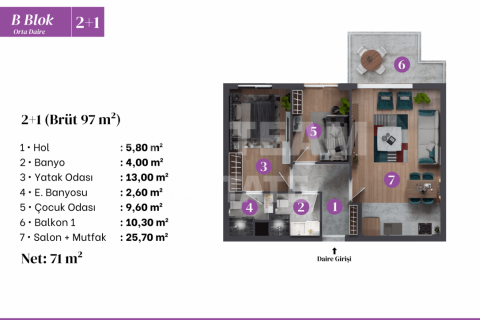 آپارتمان در Altintash،  Antalya ، ترکیه 72 متر مربع.  شماره 190150 - 19