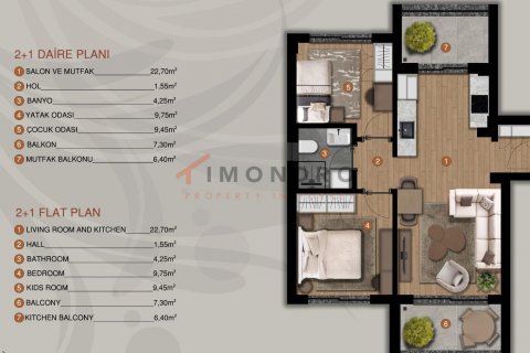 آپارتمان در Aksu ، ترکیه 2 خوابه ، 90 متر مربع. شماره 192034 - 18