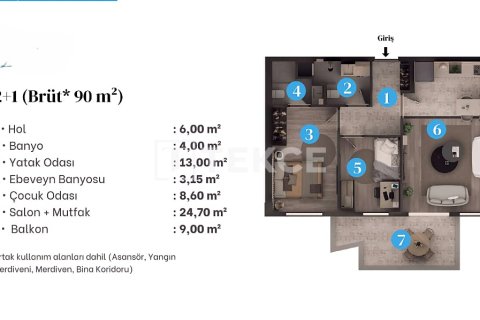 آپارتمان در  Aksu ، ترکیه 2 خوابه ، 94 متر مربع.  شماره 64133 - 15