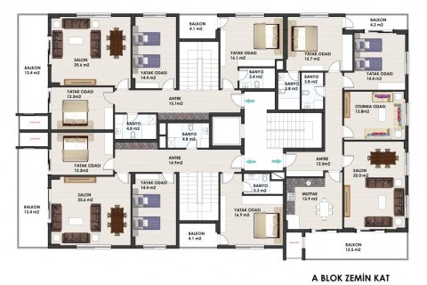 آپارتمان در  Oba ، ترکیه 135 متر مربع.  شماره 209863 - 13