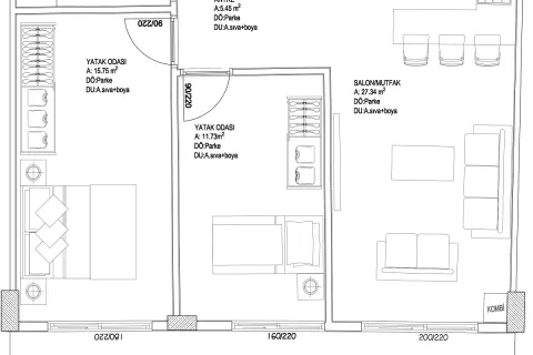 آپارتمان در  Aksu ، ترکیه 2 خوابه ، 83 متر مربع.  شماره 189493 - 18