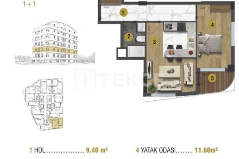 1+1 Leilighet  i Antalya, Tyrkia Nr. 150396 - 24