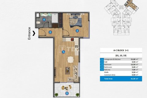 1+1 Lejlighed i Alanya, Antalya, Tyrkiet Nr. 150399 - 11
