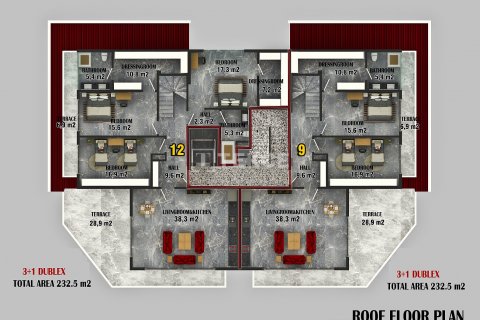 3+1 Lejlighed  i Alanya, Antalya, Tyrkiet Nr. 190128 - 14