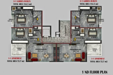 2+1 Takvåning  i Alanya, Antalya, Turkiet Nr. 190129 - 11