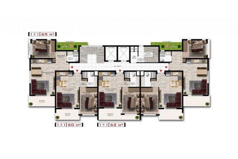 Продажа пентхауса  в Демирташе, Аланье, Анталье, Турция 3 комн., 60м2, №208768 – фото 12