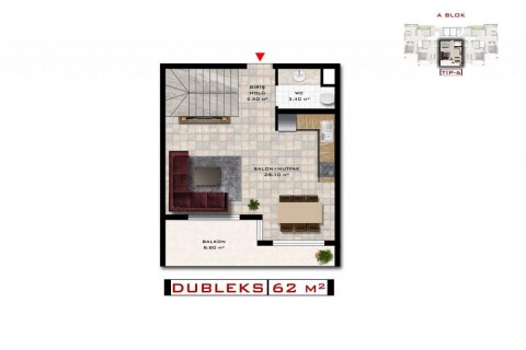 Продажа пентхауса  в Демирташе, Аланье, Анталье, Турция 3 комн., 60м2, №208768 – фото 22