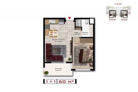 Продажа пентхауса  в Демирташе, Аланье, Анталье, Турция 3 комн., 60м2, №208768 – фото 14