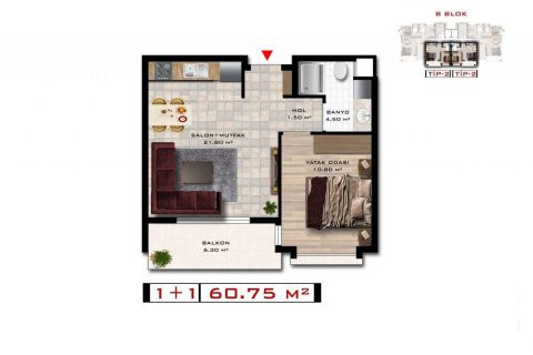 Продажа пентхауса  в Демирташе, Аланье, Анталье, Турция 3 комн., 60м2, №208768 – фото 30