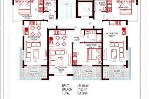 آپارتمان در  Kestel ، ترکیه 52 متر مربع.  شماره 209077 - 14