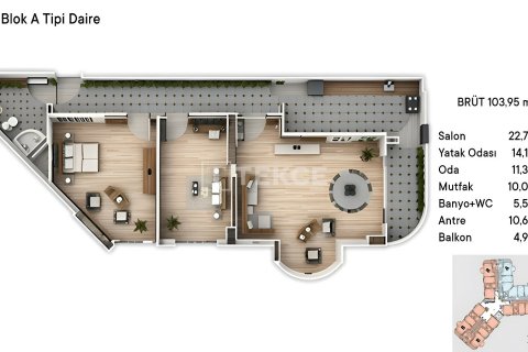 Продажа квартиры  в Чинарджике, Ялове, Турция 3+1, 169м2, №193309 – фото 11