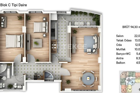 Продажа квартиры  в Чинарджике, Ялове, Турция 3+1, 169м2, №193309 – фото 8