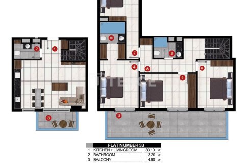 2+1 Takvåning  i Alanya, Antalya, Turkiet Nr. 47898 - 17