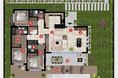 3+1 Villa  i Bodrum, Mugla, Tyrkia Nr. 210511 - 30