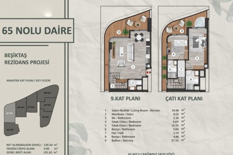 آپارتمان در Besiktas،  Istanbul ، ترکیه 68 متر مربع.  شماره 192444 - 29
