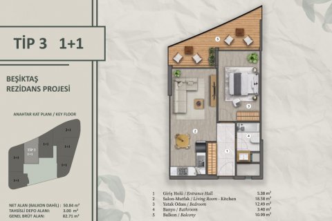 آپارتمان در Besiktas،  Istanbul ، ترکیه 68 متر مربع.  شماره 192444 - 23