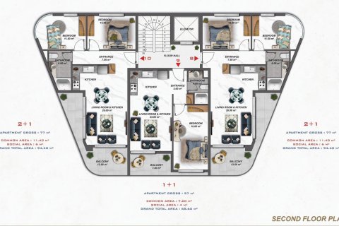 1+1 Wohnung  in Alanya, Antalya, Türkei Nr. 117786 - 28