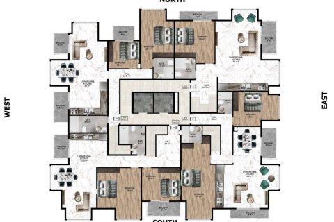 آپارتمان در  Alanya ، ترکیه 103 متر مربع.  شماره 208493 - 21