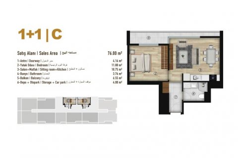 Продажа квартиры  в Эсеньюрте, Стамбуле, Турция 2 комн., 76м2, №206976 – фото 23