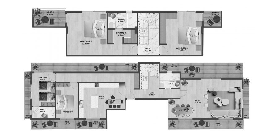 Daire planı DUPLEX 4BR
