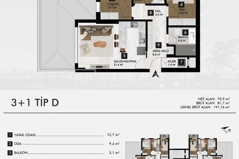 Продажа квартиры  в Измире, Турция 3+1, 119м2, №191758 – фото 8