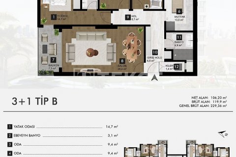 Продажа квартиры  в Измире, Турция 3+1, 119м2, №191758 – фото 6