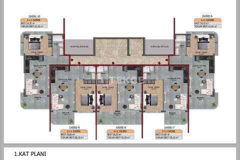 پنت هاس در  Alanya ، ترکیه 2 خوابه ، 113 متر مربع.  شماره 192586 - 12
