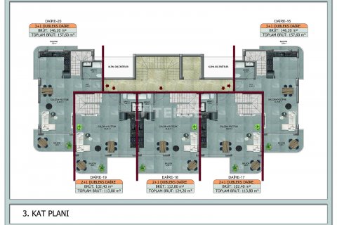 پنت هاس در  Alanya ، ترکیه 2 خوابه ، 113 متر مربع.  شماره 192586 - 10