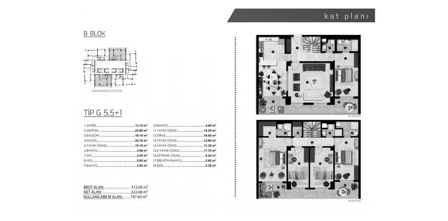 Квартира в ALPİŞ LADEN HOUSE 5+1, Бурса, Турция №190100