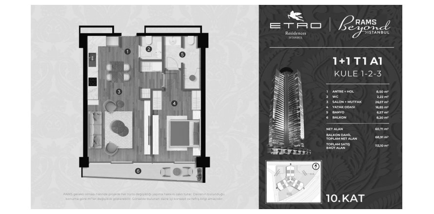 نقشه طبقه Layout1BR-47
