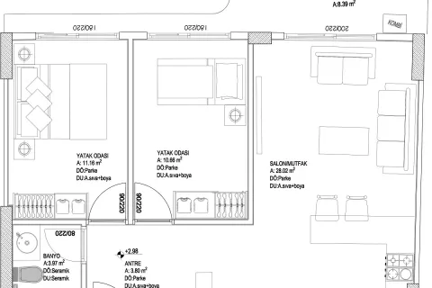 Продажа квартиры  в Аксу, Анталье, Турция 2+1, 66м2, №189482 – фото 18