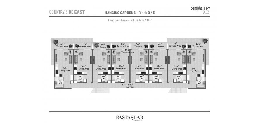 1+0 Apartment in Hanging Gardens Village, Northern Cyprus No. 188759