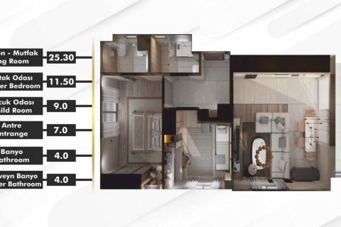 Продажа квартиры  в Аксу, Анталье, Турция 2+1, 95м2, №193871 – фото 9