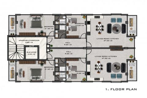 Leilighet  i Alanya, Antalya, Tyrkia Nr. 208914 - 22