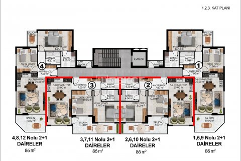 Продажа квартиры  в Аланье, Анталье, Турция 1+1, 60м2, №206925 – фото 19