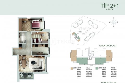 آپارتمان در  Antalya ، ترکیه 1 خوابه ، 50 متر مربع.  شماره 206921 - 22