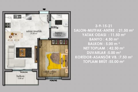 Lejlighed i Alanya, Antalya, Tyrkiet Nr. 208900 - 25