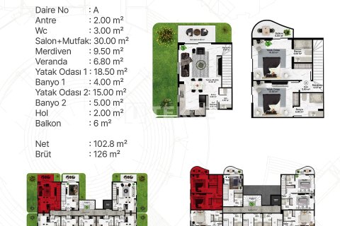 4+1 Takvåning  i Alanya, Antalya, Turkiet Nr. 134771 - 30