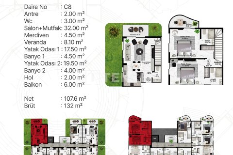 2+1 Leilighet  i Alanya, Antalya, Tyrkia Nr. 148168 - 27