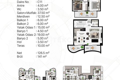 2+1 Leilighet  i Alanya, Antalya, Tyrkia Nr. 148168 - 30