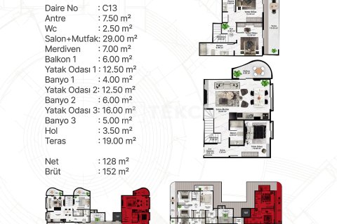 2+1 Leilighet  i Alanya, Antalya, Tyrkia Nr. 148168 - 29
